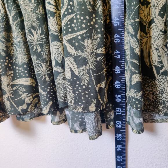 Roma Label Ruffle Mock Neck Long Sleeve Midi Dress Dark Forest Jungle Medium - Picture 12 of 12